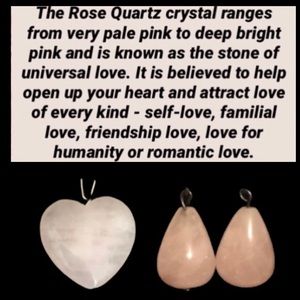 Pear shaped Rose Quartz Earrings & Heart Pendant Set